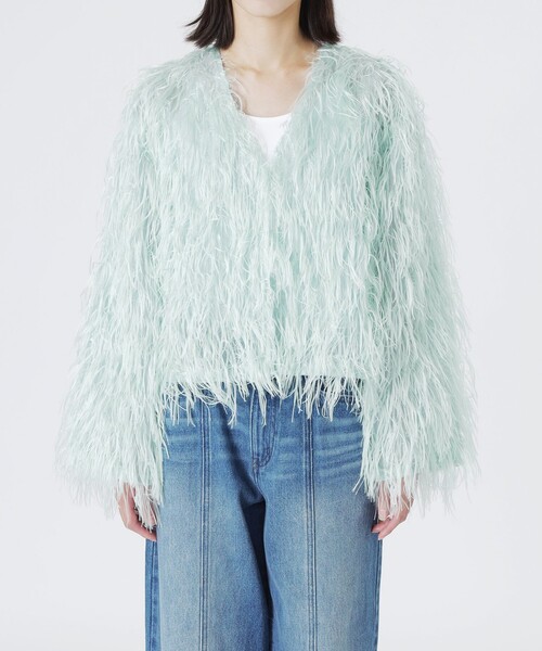 LOVELESS（ラブレス）の「フェザージャカードブルゾン（ブルゾン・レディース・ライトグリーン/オフホワイト・36）」の13枚目の写真