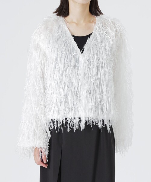 LOVELESS（ラブレス）の「フェザージャカードブルゾン（ブルゾン・レディース・ライトグリーン/オフホワイト・36）」の2枚目の写真