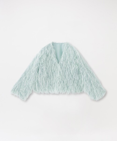 LOVELESS（ラブレス）の「フェザージャカードブルゾン（ブルゾン・レディース・ライトグリーン/オフホワイト・36）」の6枚目の写真