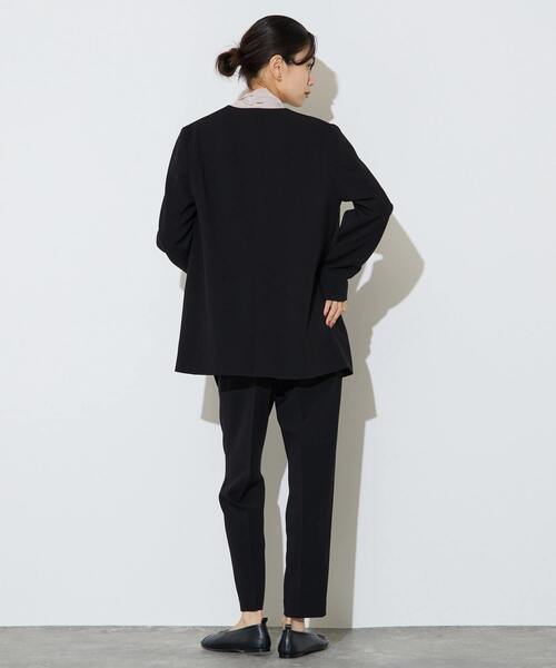 セール】【定番】ダブルクロスノーカラージャケット（ノーカラー