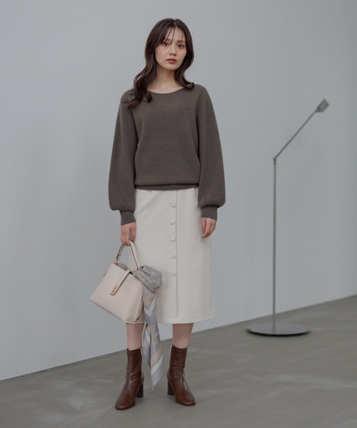 Andemiu（アンデミュウ）の「【洗える】CNラクーンコンボートネックニット491269（ニット/セーター・レディース・ブラウン/ピンク/ベージュ/ブルー/ラベンダー・FREE）」の6枚目の写真