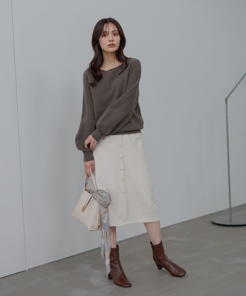 Andemiu（アンデミュウ）の「【洗える】CNラクーンコンボートネックニット491269（ニット/セーター・レディース・ブラウン/ピンク/ベージュ/ブルー/ラベンダー・FREE）」の7枚目の写真