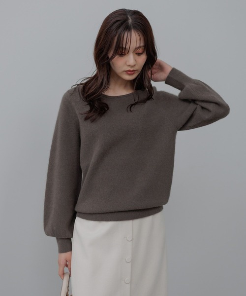 Andemiu（アンデミュウ）の「【洗える】CNラクーンコンボートネックニット491269（ニット/セーター・レディース・ブラウン/ピンク/ベージュ/ブルー/ラベンダー・FREE）」の9枚目の写真