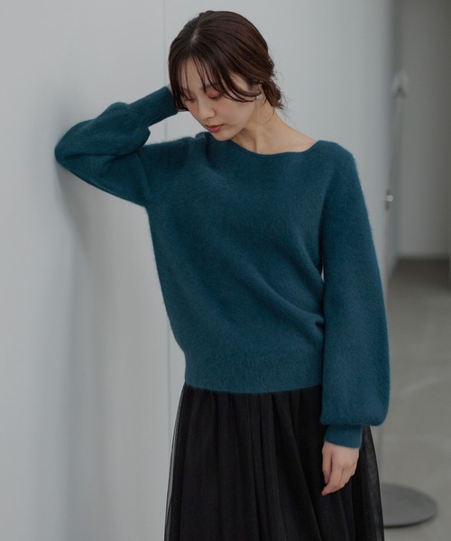 Andemiu（アンデミュウ）の「【洗える】CNラクーンコンボートネックニット491269（ニット/セーター・レディース・ブラウン/ピンク/ベージュ/ブルー/ラベンダー・FREE）」の15枚目の写真