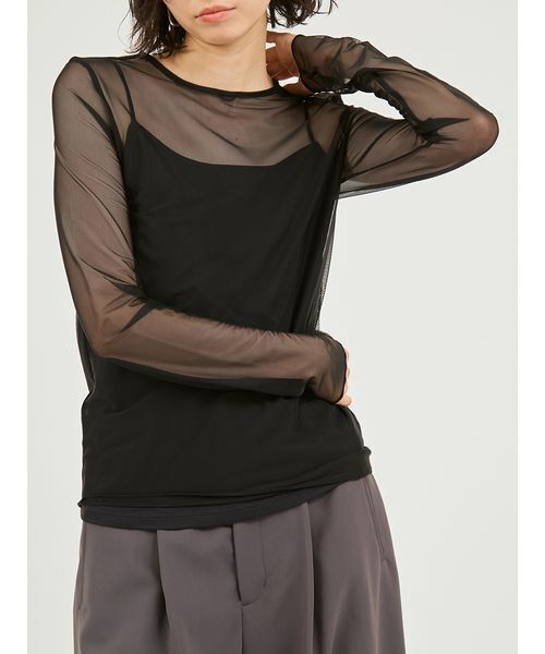 UNDERSON UNDERSON(アンダーソン アンダーソン)の「シアーカットソー×キャミSET(Tシャツ/カットソー・レディース・ブラック/ブルー・F)」の3枚目の写真