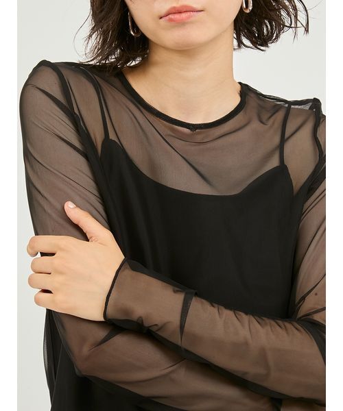 UNDERSON UNDERSON(アンダーソン アンダーソン)の「シアーカットソー×キャミSET(Tシャツ/カットソー・レディース・ブラック/ブルー・F)」の6枚目の写真