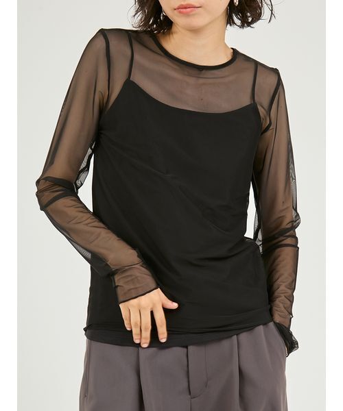 UNDERSON UNDERSON(アンダーソン アンダーソン)の「シアーカットソー×キャミSET(Tシャツ/カットソー・レディース・ブラック/ブルー・F)」の7枚目の写真