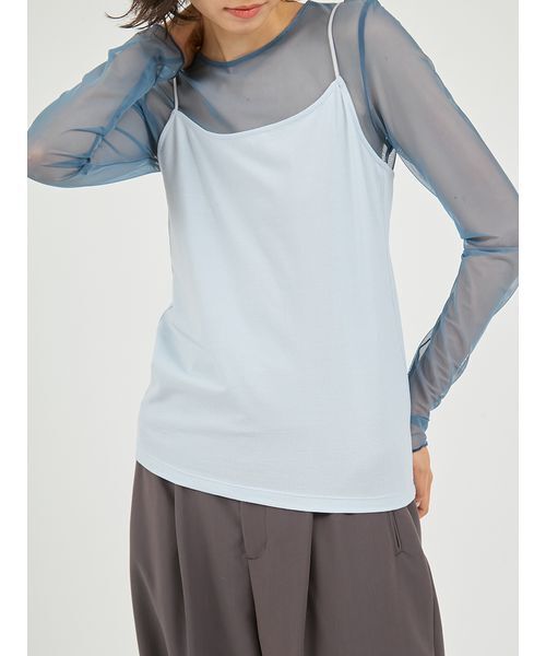 UNDERSON UNDERSON(アンダーソン アンダーソン)の「シアーカットソー×キャミSET(Tシャツ/カットソー・レディース・ブラック/ブルー・F)」の12枚目の写真