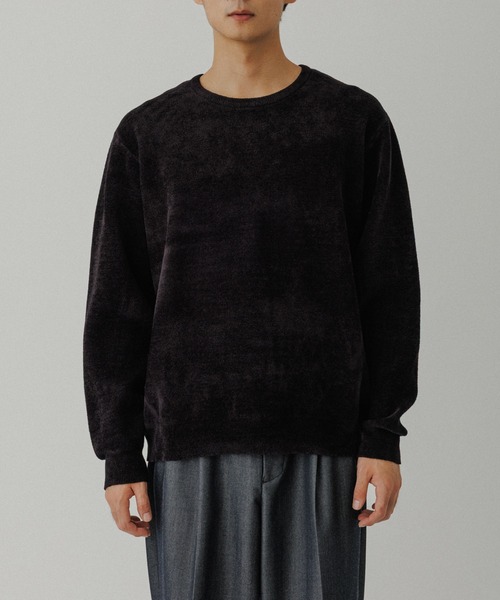 ADAM ET ROPE'(アダムエロペ)の「モールヤーン クルーネック ニットプルオーバー(ニット/セーター・メンズ・ブルー系その他/ベージュ系その他/ブラック・M/L)」の4枚目の写真