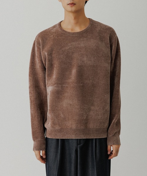 ADAM ET ROPE'(アダムエロペ)の「モールヤーン クルーネック ニットプルオーバー(ニット/セーター・メンズ・ブルー系その他/ベージュ系その他/ブラック・M/L)」の9枚目の写真