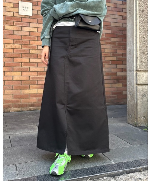 【ZOZO限定】【マルチサイズ】ツイルロングスリットスカート