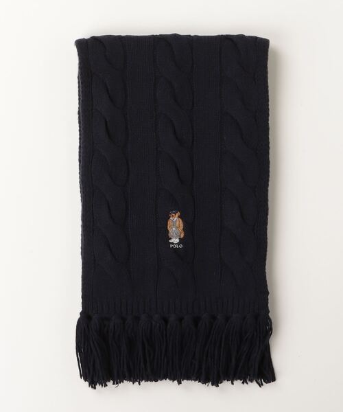 Polo ベア ケーブルニット ウールブレンド マフラー（マフラー）｜POLO