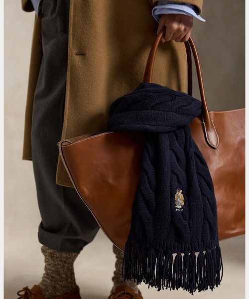 Polo ベア ケーブルニット ウールブレンド マフラー（マフラー）｜POLO