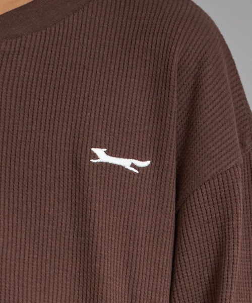 ワッフル ヘンリーネック 刺繍 ロンT【PAIRMANON STREET】（Tシャツ