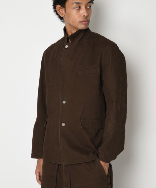 SUPERTHANKS(スーパーサンクス)の「<ピグメント加工&ストライプ>シングル ジャケット/Pigment dyed Twill Jacket(その他アウター・メンズ・グレー/アイボリー/ブラック/グレー×ホワイト/ブラウン・S/M/L)」の5枚目の写真