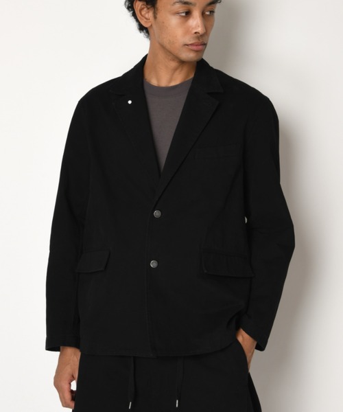 SUPERTHANKS(スーパーサンクス)の「<ピグメント加工&ストライプ>シングル ジャケット/Pigment dyed Twill Jacket(その他アウター・メンズ・グレー/アイボリー/ブラック/グレー×ホワイト/ブラウン・S/M/L)」の1枚目の写真