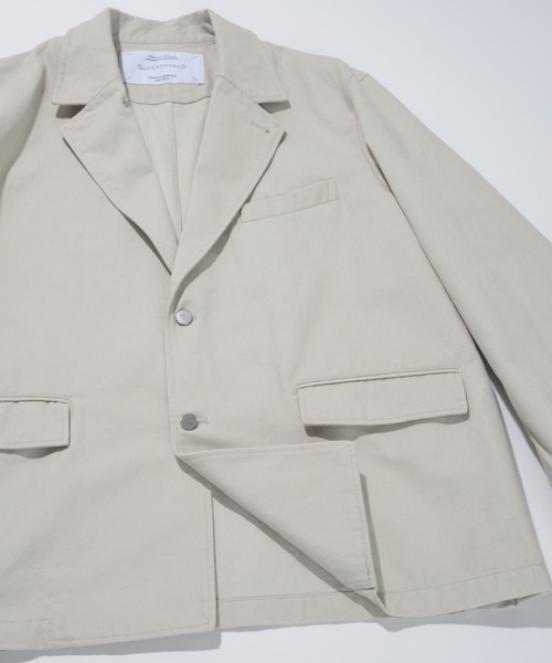 SUPERTHANKS(スーパーサンクス)の「<ピグメント加工&ストライプ>シングル ジャケット/Pigment dyed Twill Jacket(その他アウター・メンズ・グレー/アイボリー/ブラック/グレー×ホワイト/ブラウン・S/M/L)」の10枚目の写真