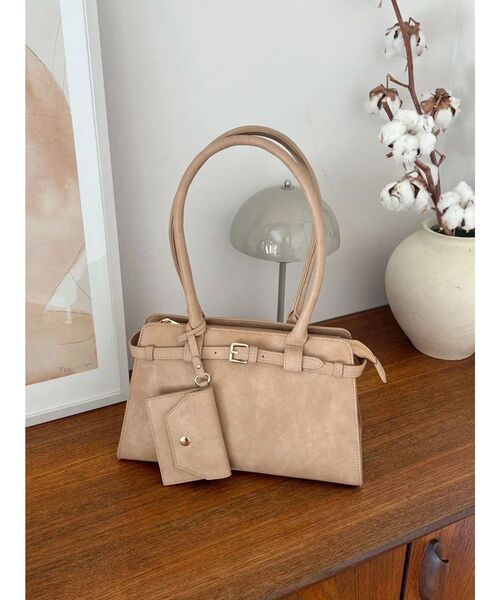 MERCURYDUO(マーキュリーデュオ)の「ベルテッドバッグ(ハンドバッグ・レディース・ライトグレー/ベージュ・FREE)」の2枚目の写真