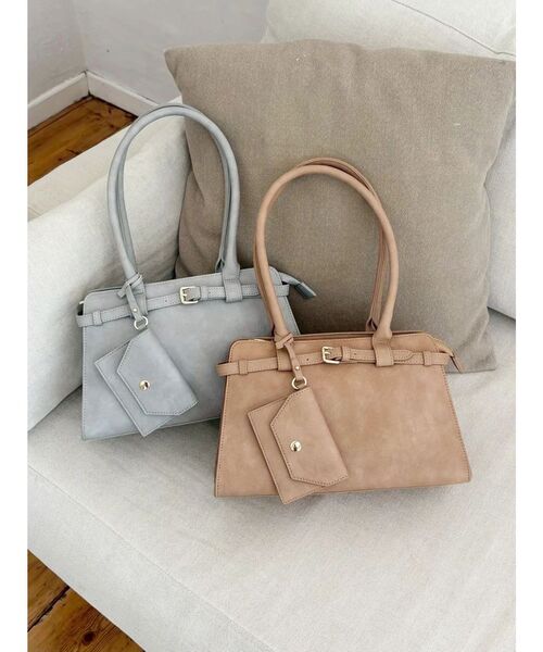 MERCURYDUO(マーキュリーデュオ)の「ベルテッドバッグ(ハンドバッグ・レディース・ライトグレー/ベージュ・FREE)」の9枚目の写真