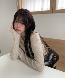 anyonemore（エニワンモア）の「リボンワンオフショルダーリブニット（ニット/セーター）」