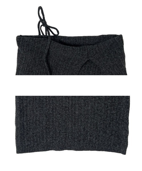 anyonemore（エニワンモア）の「リボンワンオフショルダーリブニット（ニット/セーター・レディース・カーキ/ベージュ/チャコール・FREE）」の7枚目の写真