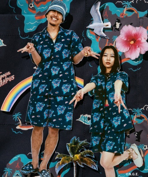 BEAMS JAPAN(ビームス ジャパン)の「【大名古屋展2025】【別注】名古屋グランパス / グランパス アロハシャツ(シャツ/ブラウス・レディース・ネイビー・M/L)」の1枚目の写真