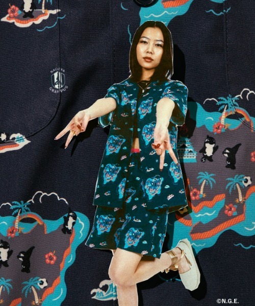 BEAMS JAPAN(ビームス ジャパン)の「【大名古屋展2025】【別注】名古屋グランパス / グランパス アロハシャツ(シャツ/ブラウス・レディース・ネイビー・M/L)」の5枚目の写真