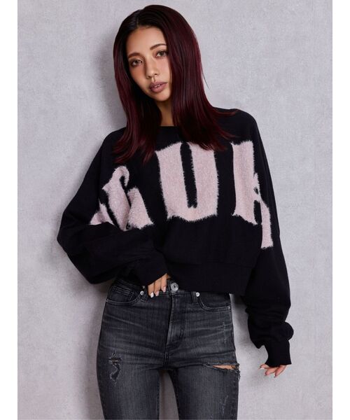 GYDA（ジェイダ）の「FLUKE インターシャラメニット 2WAYトップス（ニット/セーター・レディース・スカイブルー/ブラック/グレー/オフホワイト・FREE）」の6枚目の写真