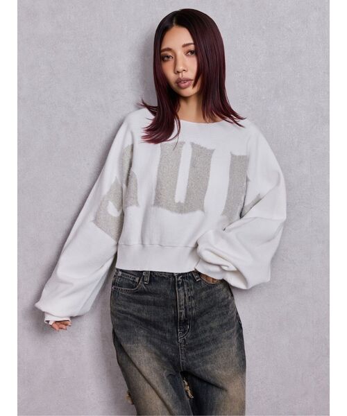 GYDA（ジェイダ）の「FLUKE インターシャラメニット 2WAYトップス（ニット/セーター・レディース・スカイブルー/ブラック/グレー/オフホワイト・FREE）」の10枚目の写真