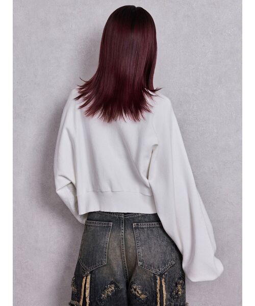 GYDA（ジェイダ）の「FLUKE インターシャラメニット 2WAYトップス（ニット/セーター・レディース・スカイブルー/ブラック/グレー/オフホワイト・FREE）」の12枚目の写真