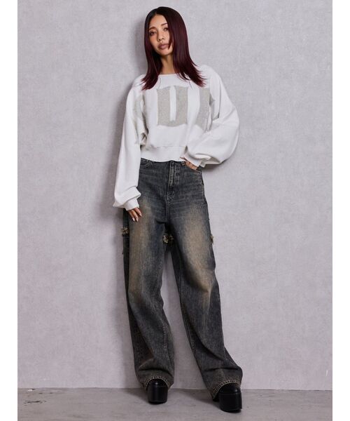 GYDA（ジェイダ）の「FLUKE インターシャラメニット 2WAYトップス（ニット/セーター・レディース・スカイブルー/ブラック/グレー/オフホワイト・FREE）」の13枚目の写真