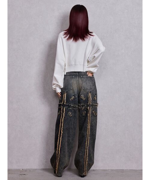 GYDA（ジェイダ）の「FLUKE インターシャラメニット 2WAYトップス（ニット/セーター・レディース・スカイブルー/ブラック/グレー/オフホワイト・FREE）」の14枚目の写真