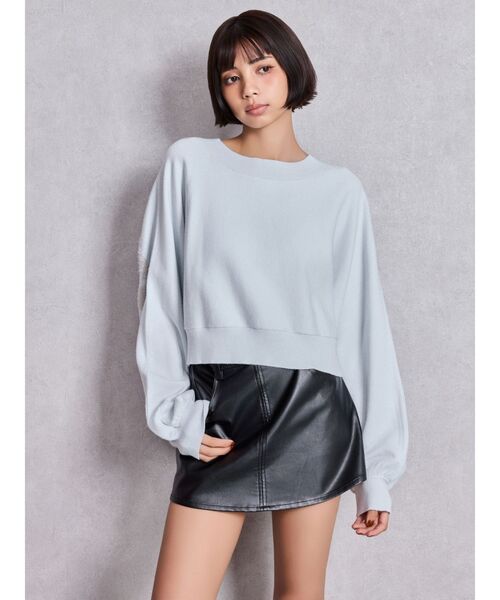 GYDA（ジェイダ）の「FLUKE インターシャラメニット 2WAYトップス（ニット/セーター・レディース・スカイブルー/ブラック/グレー/オフホワイト・FREE）」の21枚目の写真