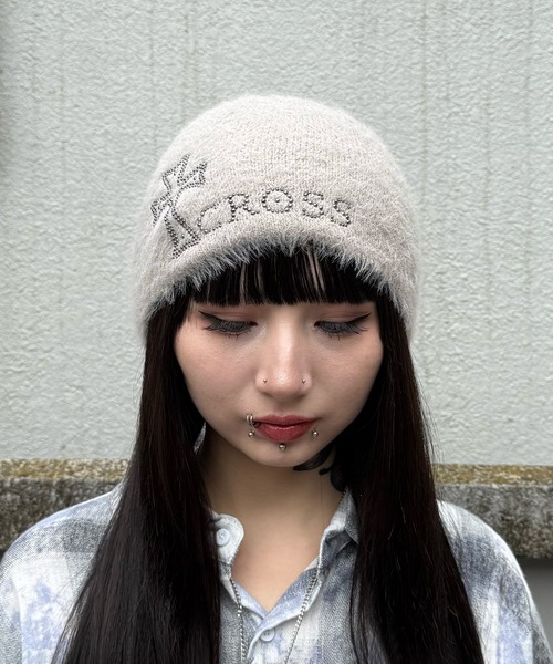 Figments（フィグメンツ）の「クロススタッズニットキャップ（ニットキャップ/ビーニー・レディース・ブラック/グレー・FREE）」の6枚目の写真