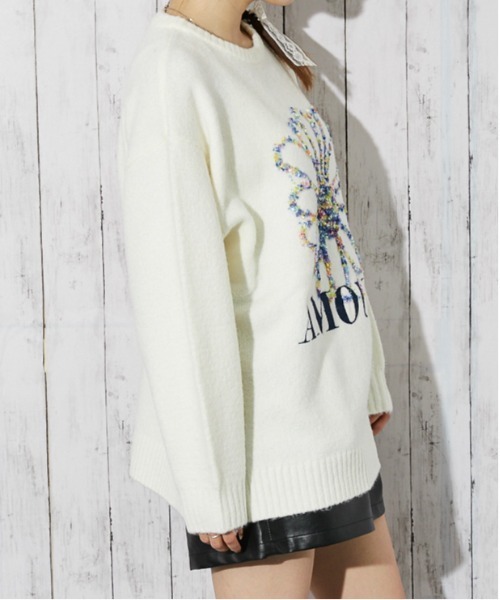 GORGE(ゴージ)の「《ブラシヤーン×ロゴフラワー》レディース ニットプルオーバー 長袖 秋冬(ニット/セーター・レディース・ネイビー/ブラウン/アイボリー・F)」の17枚目の写真
