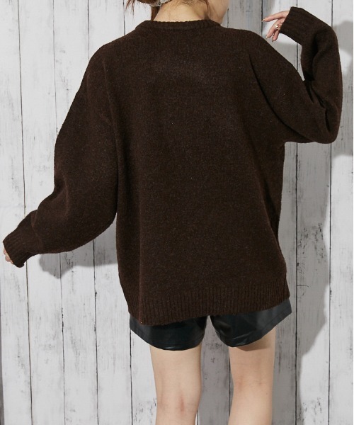 GORGE(ゴージ)の「《ブラシヤーン×ロゴフラワー》レディース ニットプルオーバー 長袖 秋冬(ニット/セーター・レディース・ネイビー/ブラウン/アイボリー・F)」の12枚目の写真