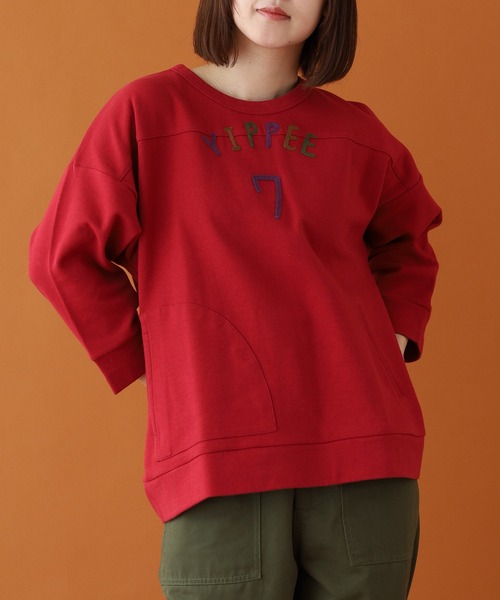 Emago(イマゴ)の「EMAGO ロゴ刺繍プルオーバー 長袖(Tシャツ/カットソー・レディース・レッド/杢グレー/アイボリー・FREE)」の3枚目の写真