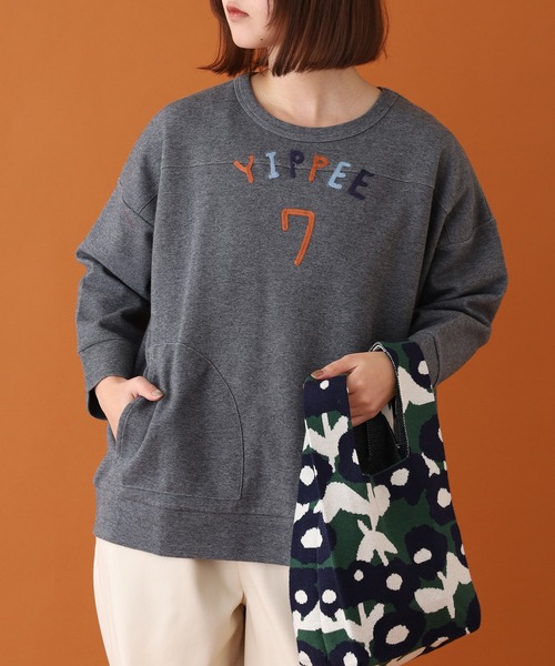 Emago(イマゴ)の「EMAGO ロゴ刺繍プルオーバー 長袖(Tシャツ/カットソー・レディース・レッド/杢グレー/アイボリー・FREE)」の10枚目の写真