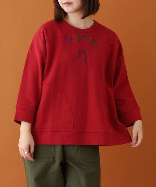 Emago(イマゴ)の「EMAGO ロゴ刺繍プルオーバー 長袖(Tシャツ/カットソー・レディース・レッド/杢グレー/アイボリー・FREE)」の4枚目の写真