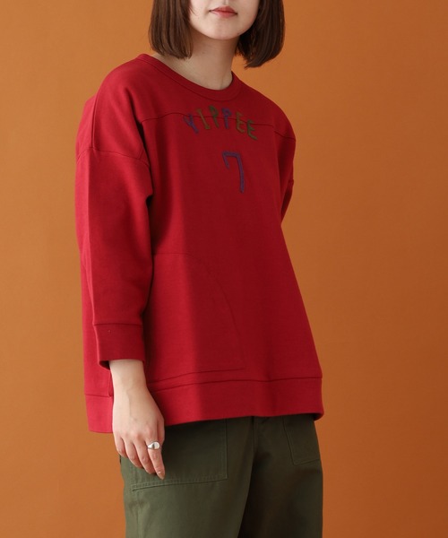Emago(イマゴ)の「EMAGO ロゴ刺繍プルオーバー 長袖(Tシャツ/カットソー・レディース・レッド/杢グレー/アイボリー・FREE)」の5枚目の写真