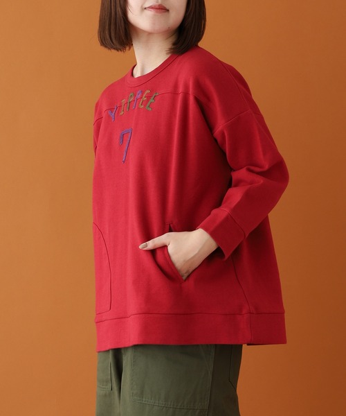 Emago(イマゴ)の「EMAGO ロゴ刺繍プルオーバー 長袖(Tシャツ/カットソー・レディース・レッド/杢グレー/アイボリー・FREE)」の6枚目の写真