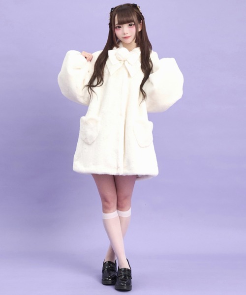 Secret Honey（シークレットハニー）の「うさ耳ファーコート（その他アウター・レディース・ブラック/オフホワイト・MEDIUM）」の3枚目の写真