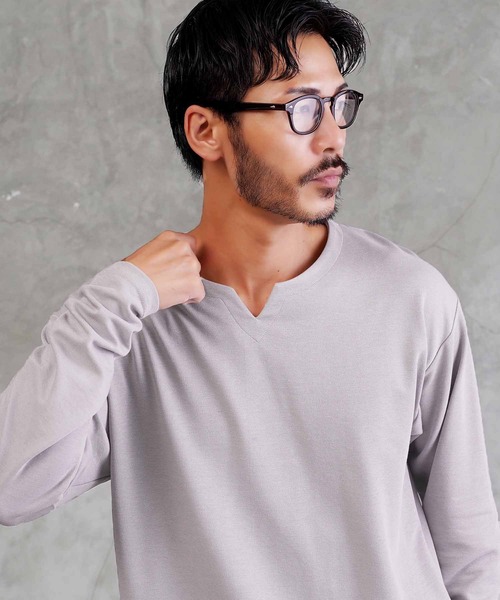 jiggys shop(ジギーズショップ)の「ドライポンチ キーネック 長袖Tシャツ ロンT カットソー(吸汗速乾)(Tシャツ/カットソー・メンズ・ブラック/ホワイト/グレー系その他・LARGE/MEDIUM/X-LARGE)」の3枚目の写真