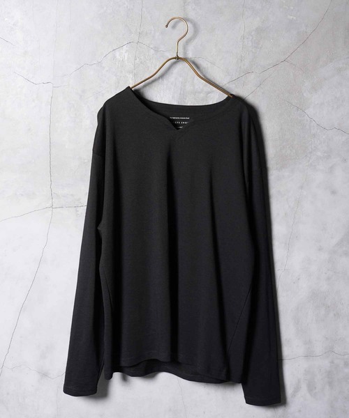 jiggys shop(ジギーズショップ)の「ドライポンチ キーネック 長袖Tシャツ ロンT カットソー(吸汗速乾)(Tシャツ/カットソー・メンズ・ブラック/ホワイト/グレー系その他・LARGE/MEDIUM/X-LARGE)」の6枚目の写真