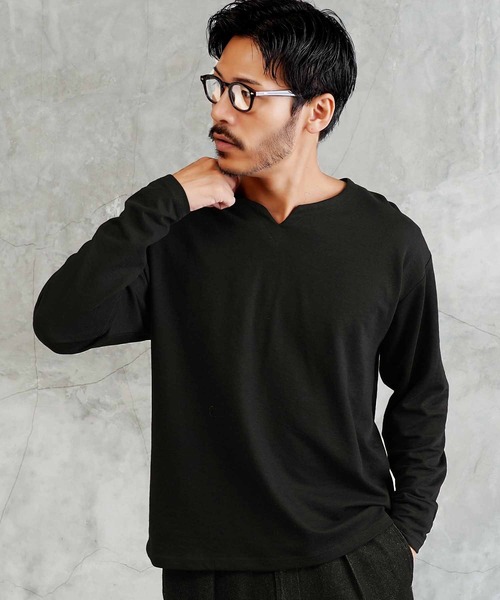 jiggys shop(ジギーズショップ)の「ドライポンチ キーネック 長袖Tシャツ ロンT カットソー(吸汗速乾)(Tシャツ/カットソー・メンズ・ブラック/ホワイト/グレー系その他・LARGE/MEDIUM/X-LARGE)」の5枚目の写真
