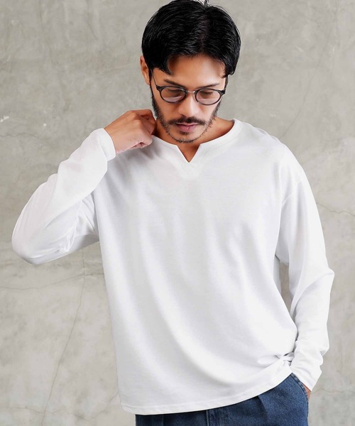 jiggys shop(ジギーズショップ)の「ドライポンチ キーネック 長袖Tシャツ ロンT カットソー(吸汗速乾)(Tシャツ/カットソー・メンズ・ブラック/ホワイト/グレー系その他・LARGE/MEDIUM/X-LARGE)」の8枚目の写真