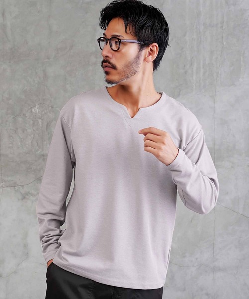jiggys shop(ジギーズショップ)の「ドライポンチ キーネック 長袖Tシャツ ロンT カットソー(吸汗速乾)(Tシャツ/カットソー・メンズ・ブラック/ホワイト/グレー系その他・LARGE/MEDIUM/X-LARGE)」の21枚目の写真