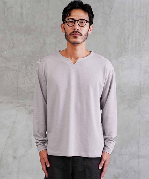 jiggys shop(ジギーズショップ)の「ドライポンチ キーネック 長袖Tシャツ ロンT カットソー(吸汗速乾)(Tシャツ/カットソー・メンズ・ブラック/ホワイト/グレー系その他・LARGE/MEDIUM/X-LARGE)」の19枚目の写真