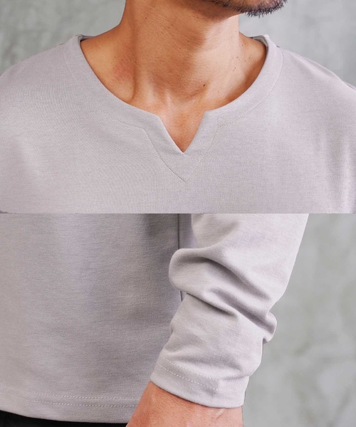 jiggys shop(ジギーズショップ)の「ドライポンチ キーネック 長袖Tシャツ ロンT カットソー(吸汗速乾)(Tシャツ/カットソー・メンズ・ブラック/ホワイト/グレー系その他・LARGE/MEDIUM/X-LARGE)」の15枚目の写真