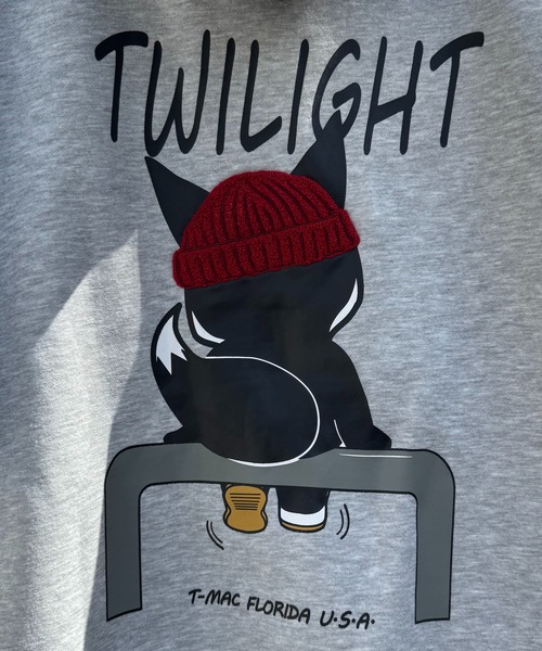 T-MAC サガラ刺繍ニット帽キツネ オーバーサイズ 裏起毛スウェット